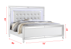 Sterling King 4 PC LED Bedroom set made with wood in White Color
