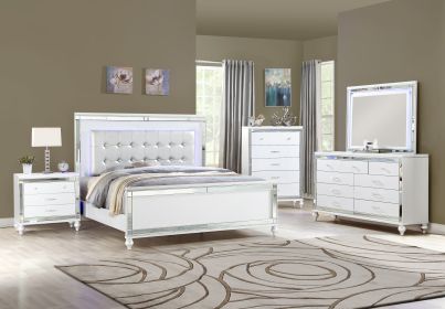 Sterling King 4 PC LED Bedroom set made with wood in White Color