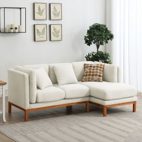 [VIDEO provided] [New] 75*50" Modern Sectional Sofa,Rustic L-shaped Couch Set with 3 Free Pillows,4-seat Linen Fabric Indoor Furniture with Chaise Lou