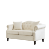 57" Chesterfield Sofa Grey Velvet for Living Room, 2 Seater Sofa Tufted Couch with Rolled Arms and Nailhead for Living Room, Bedroom, Office, Apartmen