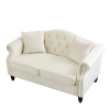 57" Chesterfield Sofa Grey Velvet for Living Room, 2 Seater Sofa Tufted Couch with Rolled Arms and Nailhead for Living Room, Bedroom, Office, Apartmen