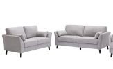Damian Light Gray Velvet Fabric Sofa Loveseat Living Room Set