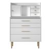 Vanity Makeup Table with Mirror and Retractable Table, Storage Dresser for Bedroom with 7 Drawers and Hidden Storage,White