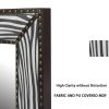 White Zebra Rectangle Decorative Wall Hanging Mirror,Rivet Decoration,Fabric and PU Covered MDF Framed Mirror for Bedroom Living Room Vanity Entryway