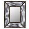 White Zebra Rectangle Decorative Wall Hanging Mirror,Rivet Decoration,Fabric and PU Covered MDF Framed Mirror for Bedroom Living Room Vanity Entryway