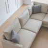 L-Shaped Corner Sectional Technical leather Sofa with pillows; beige