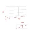 6 Drawer Double Dresser Tronx, Bedroom, White