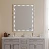 48X36 Inch Led-Lit Bathroom Mirror, Wall Mounted Anti-Fog Memory Rectangular Vanity Mirror With Tri-White Front Circular Light And Touch Sensor Dimmer