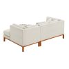 [VIDEO provided] [New] 75*50" Modern Sectional Sofa,Rustic L-shaped Couch Set with 3 Free Pillows,4-seat Linen Fabric Indoor Furniture with Chaise Lou