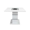 ACME Elizaveta Dining Table, Gray Velvet, Faux Crystal Diamonds &White High Gloss Finish DN00814