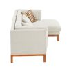 [VIDEO provided] [New] 75*50" Modern Sectional Sofa,Rustic L-shaped Couch Set with 3 Free Pillows,4-seat Linen Fabric Indoor Furniture with Chaise Lou