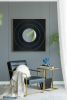 40" x 40" Square Carved Mirror with Pleated Design with Gold Iron Frame, Neutral Colorway Wall Decor for Living Room Bathroom Entryway