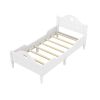 Macaron Twin Size Toddler Bed with Side Safety Rails and Headboard and Footboard,White