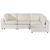 U-style Upholstered Modular Sofa with USB Charge Ports,Wireless Charging and Built-in Bluetooth Speaker in Arm,Sectional sofa for Living Room Apartmen