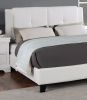 Queen Size Bed 1pc Bed Set White Faux Leather Upholstered Tufted Bed Frame Headboard Bedroom Furniture