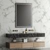 48X36 Inch Led-Lit Bathroom Mirror, Wall Mounted Anti-Fog Memory Rectangular Vanity Mirror With Tri-White Front Circular Light And Touch Sensor Dimmer