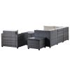 U_Style 8 Piece Rattan Sectional Seating Group with Cushions, Patio Furniture Sets, Outdoor Wicker Sectional