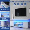 TV Stand for 70 Inch TV LED Gaming Entertainment Center Media Storage Console Table with Large Sliding Drawer & Side Cabinet for Living Room White