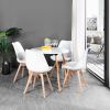 Round Dining Table with Beech Wood Legs, Modern Wooden Kitchen Table for Dining Room Kitchen (White)