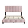 3-Pieces Bedroom Sets, Queen Size Upholstered Platform Bed with Two Nightstands, Nightstands with Marbling Worktop and Metal Legs&Handles, Velvet,Pink