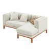 [VIDEO provided] [New] 75*50" Modern Sectional Sofa,Rustic L-shaped Couch Set with 3 Free Pillows,4-seat Linen Fabric Indoor Furniture with Chaise Lou