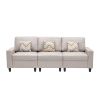 Nolan Beige Linen Fabric Sofa with Pillows and Interchangeable Legs