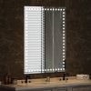 48X36 Inch Led-Lit Bathroom Mirror, Wall Mounted Anti-Fog Memory Rectangular Vanity Mirror With Tri-White Front Circular Light And Touch Sensor Dimmer