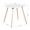 Round Dining Table with Beech Wood Legs, Modern Wooden Kitchen Table for Dining Room Kitchen (White)