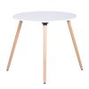 Round Dining Table with Beech Wood Legs, Modern Wooden Kitchen Table for Dining Room Kitchen (White)