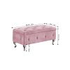 Storage Ottoman Bench, Bedroom End Bench,Velvet Upholstered Storage Bench with Button,Storage Ottoman with Safety Hinge,Flip top,metal leg with footpa