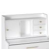 Vanity Makeup Table with Mirror and Retractable Table, Storage Dresser for Bedroom with 7 Drawers and Hidden Storage,White