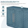 TREXM Sideboard with 4 Doors Large Storage Space Buffet Cabinet with Adjustable Shelves and Silver Handles for Kitchen, Dining Room, Living Room (Anti