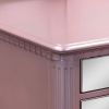 GO 43" Dressing Table Set with Mirrored Drawers and Stool, Tri-fold Mirror, Makeup Vanity Set for Bedroom, Rose Gold