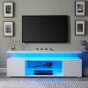 TV Stand for 70 Inch TV LED Gaming Entertainment Center Media Storage Console Table with Large Sliding Drawer & Side Cabinet for Living Room White