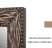 Brown Zebra Rectangle Decorative Wall Hanging Mirror,Rivet Decoration,Fabric and PU Covered MDF Framed Mirror for Bedroom Living Room Vanity Entryway