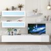 ON-TREND Wall Mount Floating TV Stand with Four Media Storage Cabinets and Two Shelves, Modern High Gloss Entertainment Center for 95+ Inch TV, 16-col