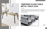 Table and chair set, 1 table and 4 chairs. Rectangular glass dining table, 0.31 "tempered glass tabletop and black coated metal legs. Paired with whit