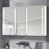 50x30 Inch LED Bathroom Medicine Cabinet Surface Mount Double Door Lighted Medicine Cabinet, Medicine Cabinets for Bathroom with Mirror Defogging, Dim