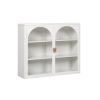 27.56"Glass Doors Modern Two-door Wall Cabinet with Featuring Three-tier Storage for Entryway Living Room Bathroom Dining Room,Wall Cabinet with Chara
