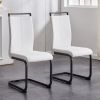 Table and chair set, 1 table and 4 chairs. Rectangular glass dining table, 0.31 "tempered glass tabletop and black coated metal legs. Paired with whit