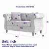 58.8" Chesterfield Sofa Beige Velvet for Living Room, 2 Seater Sofa Tufted Couch with Rolled Arms and Nailhead for Living Room, Bedroom, Office, Apart