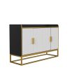 Modern Kitchen Buffet Storage Cabinet Cupboard Gloss with Metal Legs for living room Kitchen (BLACK)
