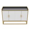 Modern Kitchen Buffet Storage Cabinet Cupboard Gloss with Metal Legs for living room Kitchen (BLACK)