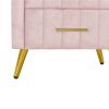 3-Pieces Bedroom Sets, Queen Size Upholstered Platform Bed with Two Nightstands, Nightstands with Marbling Worktop and Metal Legs&Handles, Velvet,Pink