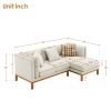 [VIDEO provided] [New] 75*50" Modern Sectional Sofa,Rustic L-shaped Couch Set with 3 Free Pillows,4-seat Linen Fabric Indoor Furniture with Chaise Lou