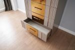 Lorenzo Gold Detailed Chest made with Wood in Gray