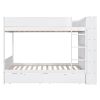 Full over Full Bunk Bed With 2 Drawers and Multi-layer Cabinet, White