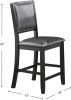 Contemporary Dining Room 7pc Set Grey Finish PU Counter Height Dining Table w Shelf and 6x High Chairs Fabric Upholstered seats Back Counter Height Ch