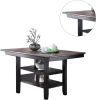 Contemporary Dining Room 7pc Set Grey Finish PU Counter Height Dining Table w Shelf and 6x High Chairs Fabric Upholstered seats Back Counter Height Ch