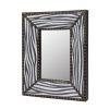 White Zebra Rectangle Decorative Wall Hanging Mirror,Rivet Decoration,Fabric and PU Covered MDF Framed Mirror for Bedroom Living Room Vanity Entryway